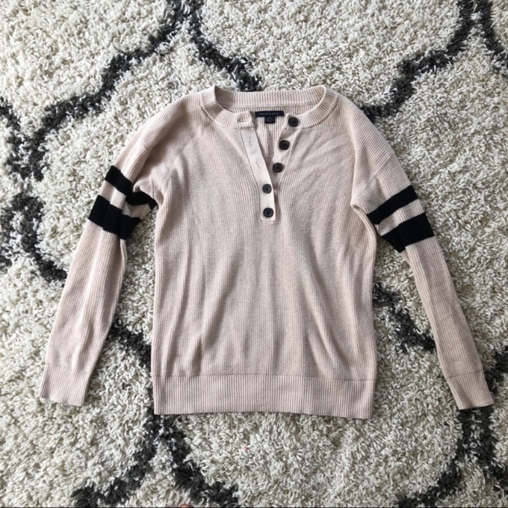 AE varsity striped henley sweater